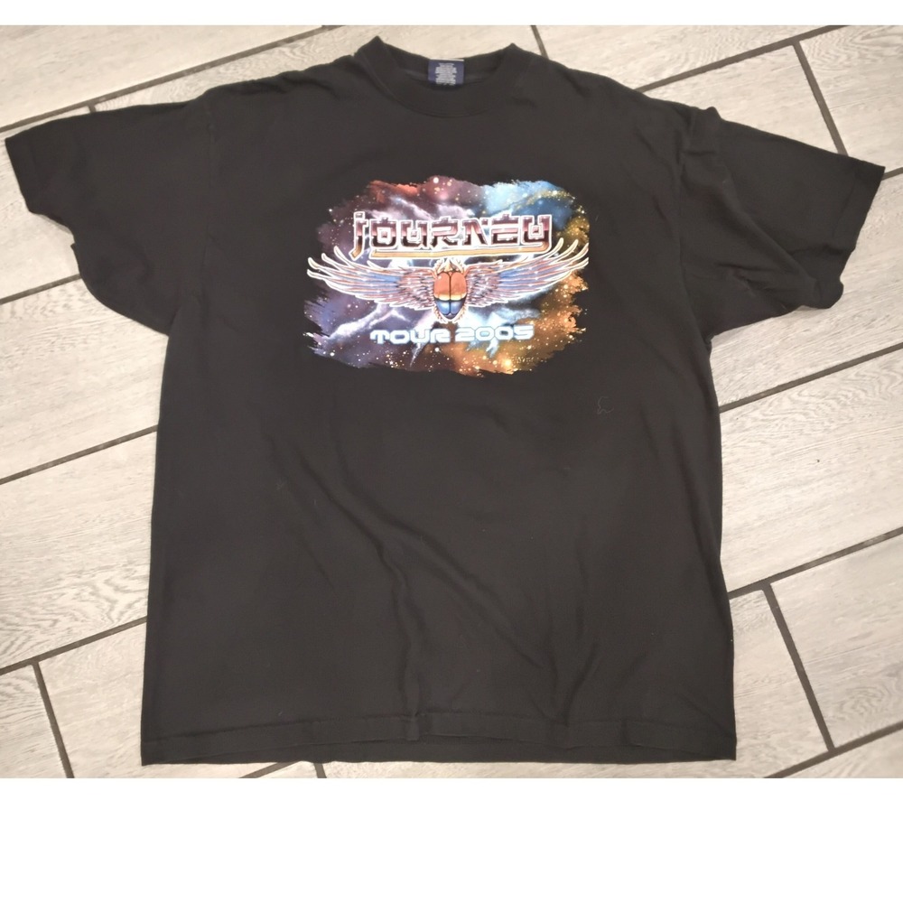 Journey Tour 2005 Concert T-Shirt Mens 2X Black Double Sided Graphic BLVD Tee